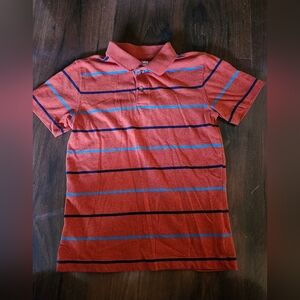 Basic Editions Orange With Stripes Polo Shirt Boy's Size Large 10/12